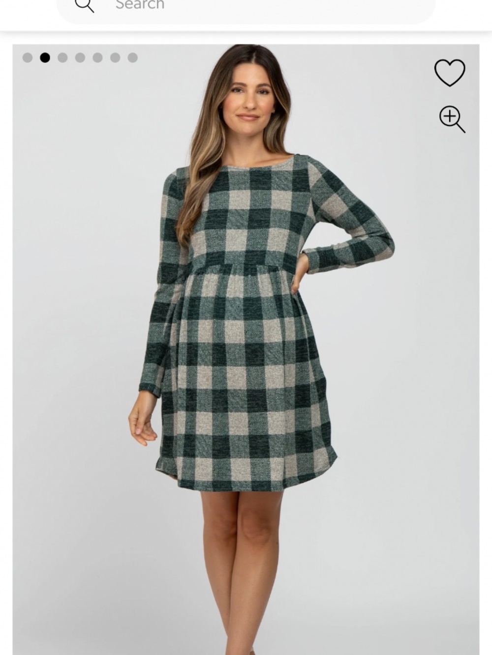 PinkBlush Forest Green Plaid Knit Maternity Dress
